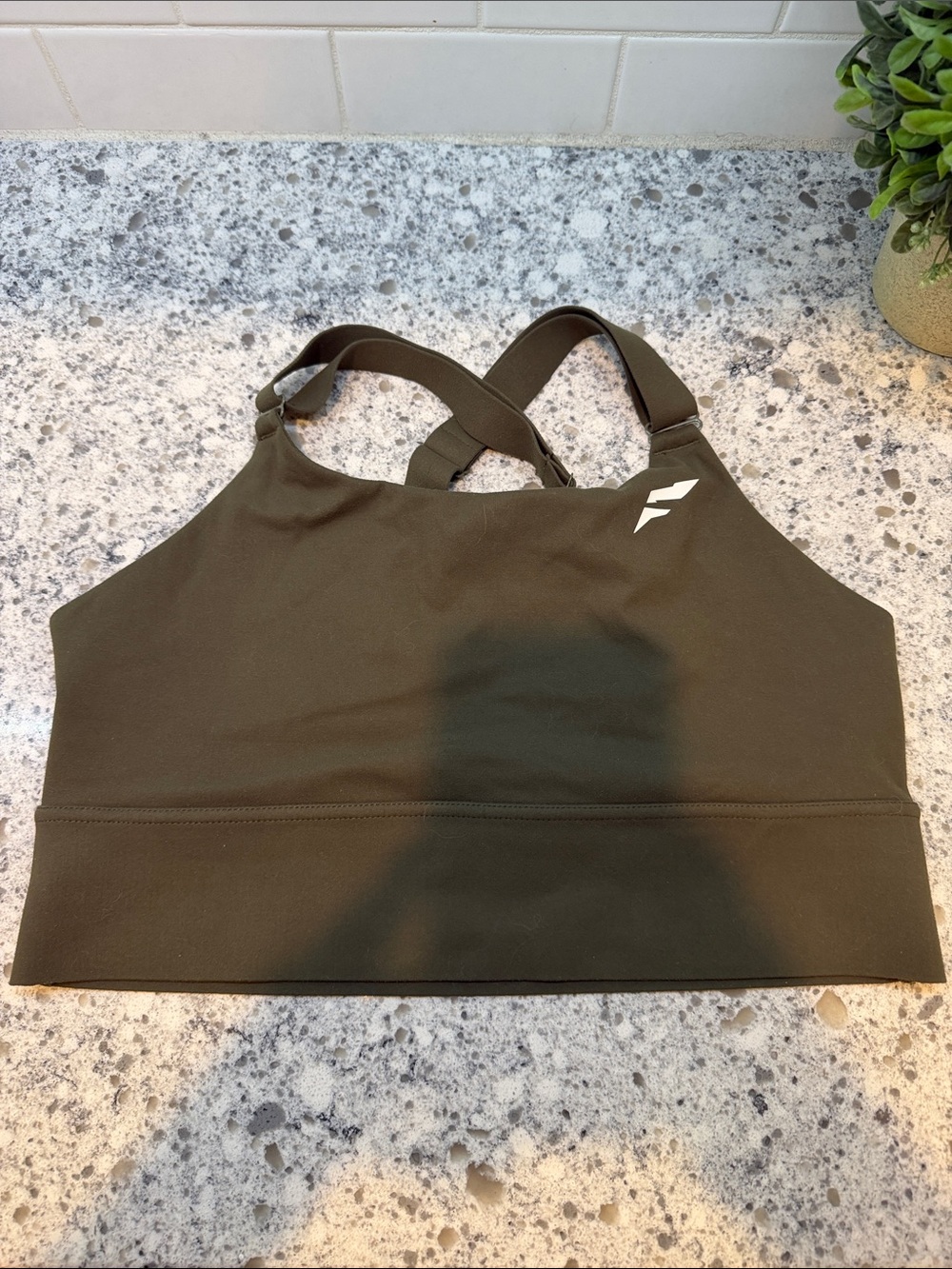 Flag Nor Fail Women’s Olive Green Strappy Sports Bra size  Large